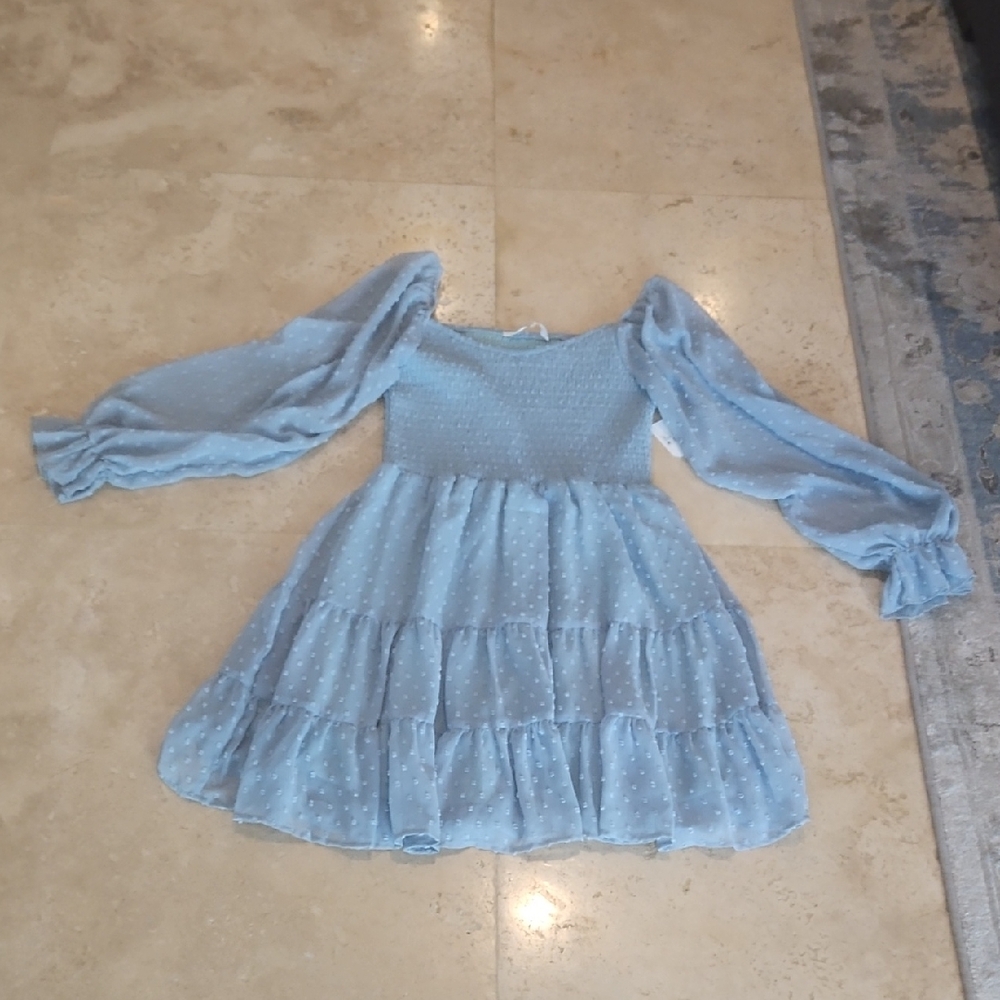 Altar'd State Light Blue Dress with Puff Sleeves